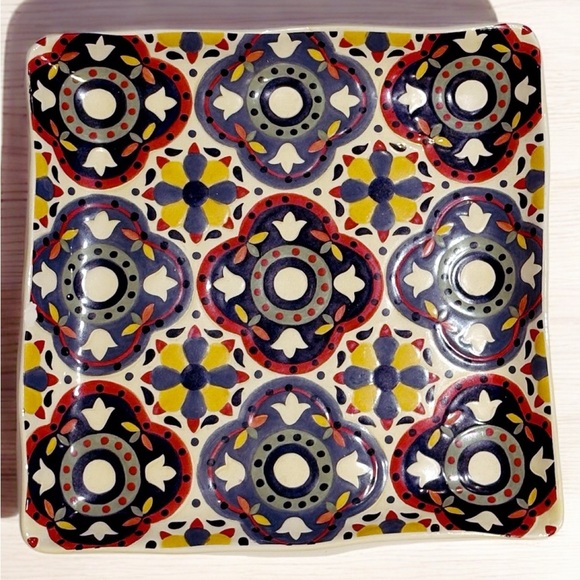 Pier 1 Dalila 10” Square Dinner Plate Hand Painted Earthenware Replacement - Picture 4 of 9